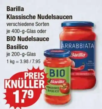 V Markt Barilla Klassische Nudelsaucen je 400-g-Glas oder BIO Nudelsauce Basilico je 200-g-Glas Angebot