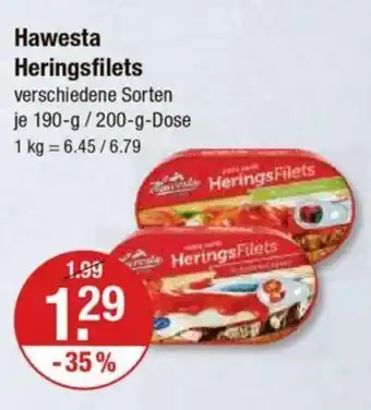 V Markt Hawesta Heringsfilets je 190-g/200-g-Dose Angebot