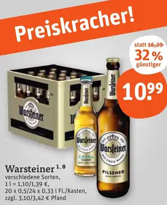 tegut Warsteiner 20x0,5/24x0,33 L Angebot