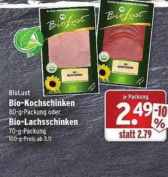 Wasgau Bio Lust Bio Kochschinken oder Bio Lachsschinken Angebot