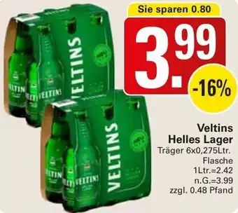 WEZ Veltins Helles Lager Träger 6x0,275Ltr. Flasche Angebot