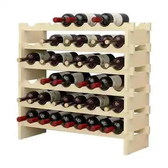 ManoMano Stapelbares modulares Weinregal Kleines Weinlagerregal Freistehende Weinregale aus massivem Naturholz, (Natur, 8 x 6 Reihen ( Angebot