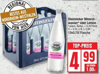 Edeka Steinsieker Mineralwasser oder Lemon 12x0,75 L Flasche Angebot