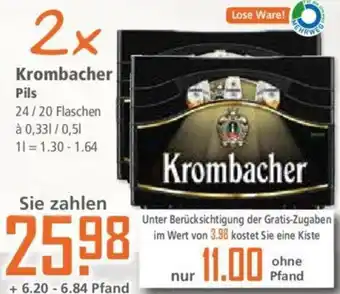 Klaas und Kock Krombacher Pils 24x0,33/20x0,5 L Angebot