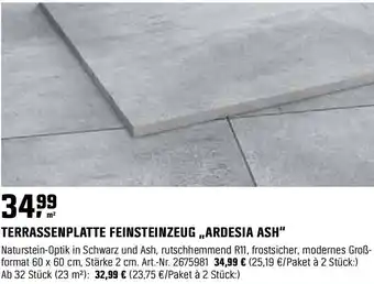 OBI TERRASSENPLATTE FEINSTEINZEUG „ARDESIA ASH" Angebot