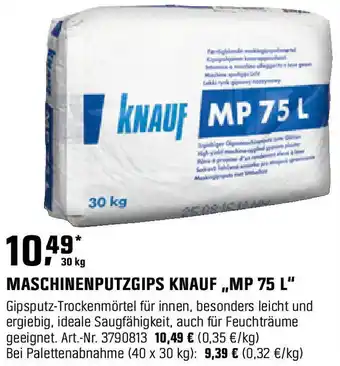 OBI KNAUF MASCHINENPUTZGIPS „MP 75 L" Angebot