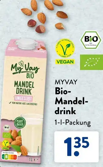 Aldi Süd MYVAY Bio Mandeldrink 1 L Packung Angebot