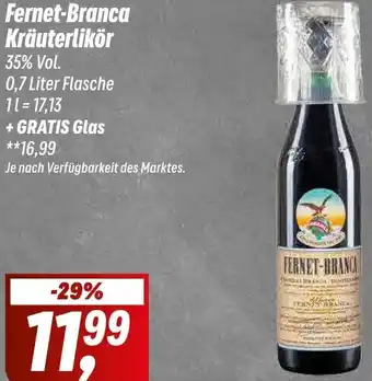 Simmel Fernet-Branca Kräuterlikör 0,7 Liter Flasche Angebot