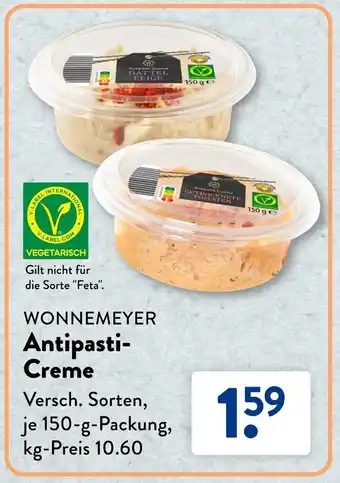 Aldi Süd WONNEMEYER Antipasti Creme 150 g Packung Angebot