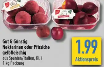 diska Gut & Günstig Nektarinen oder Pfirsiche gelbfleischig 1 kg Packung Angebot