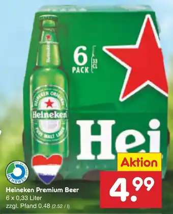 Netto City Heineken Premium Beer 6 x 0,33 Liter Angebot