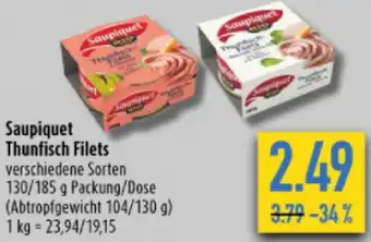 diska Saupiquet Thunfisch Filets 130/185 g Packung/Dose Angebot