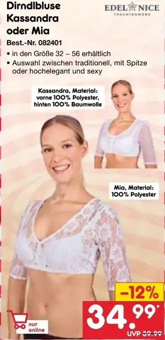 Netto Marken-Discount EDEL NICE Dirndlbluse Kassandra oder Mia Angebot