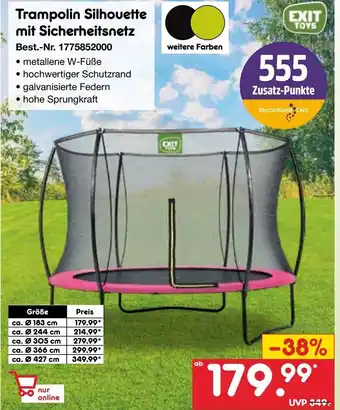 Netto Marken-Discount EXIT TOYS Trampolin Silhouette mit Sicherheitsnetz Angebot