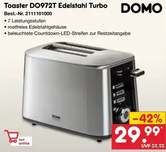 Netto Marken-Discount DOMO Toaster DO972T Edelstahl Turbo Angebot