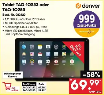 Netto Marken-Discount denver Tablet TAQ-10253 oder TAQ-10285 Angebot