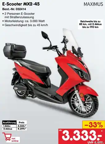 Netto Marken-Discount MAXIMUS E-Scooter MX2-45 Angebot