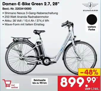 Netto Marken-Discount ZUNDAPP Damen-E-Bike Green 2.7, 28" Angebot