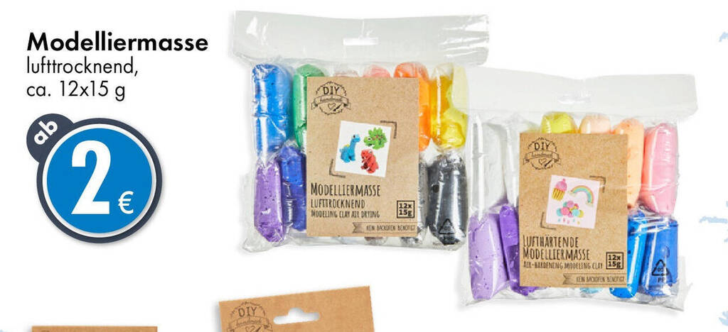 Modelliermasse lufttrocknend, ca. 12x15 g Angebot bei TEDi