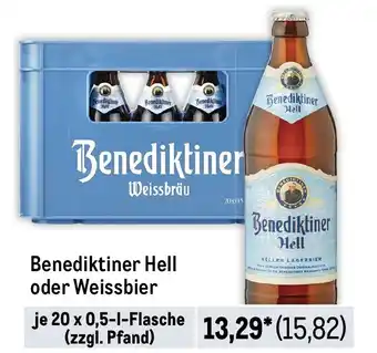 METRO Benediktiner Hell oder Weissbier 20 x 0,5 l Flasche Angebot