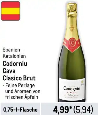 METRO Spanien - Katalonien Codorniu Cava Clasico Brut 0,75-l-Flasche Angebot