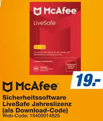 expert Techno Land McAfee Sicherheitssoftware LiveSafe Jahreslizenz (als Download-Code) Angebot