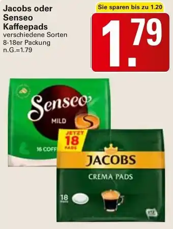 WEZ Jacobs oder Senseo Kaffeepads 8-18er Packung Angebot