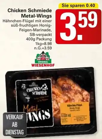 WEZ WIESENHOF Chicken Schmiede Metal-Wings 400g Packung Angebot
