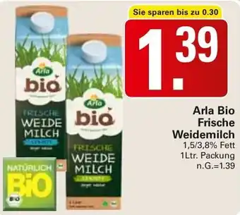 WEZ Arla Bio Frische Weidemilch 1Ltr. Packung Angebot