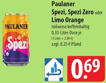 Famila Nord Ost Paulaner Spezi, Spezi Zero oder Limo Orange 0,33 Liter Dose Angebot