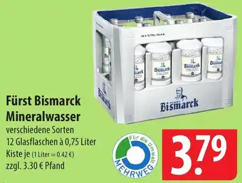 Famila Nord Ost Fürst Bismarck Mineralwasser 12x0,75 Liter Angebot