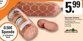 WEZ Bauern Gut Spenden-Salami 650 g Packung Angebot