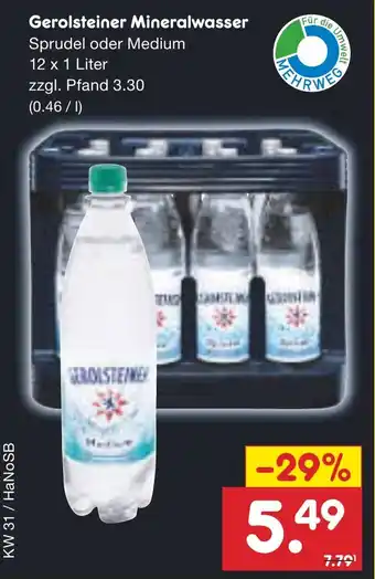 Netto City Gerolsteiner Mineralwasser 12 x 1 Liter Angebot