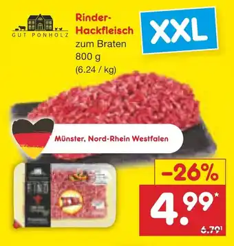 Netto City GUT PONHOLZ Rinder- Hackfleisch 800g Angebot