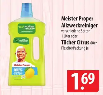 Famila Nord Ost Meister Proper Allzweckreiniger 1 Liter oder Tücher Citrus 60er Angebot