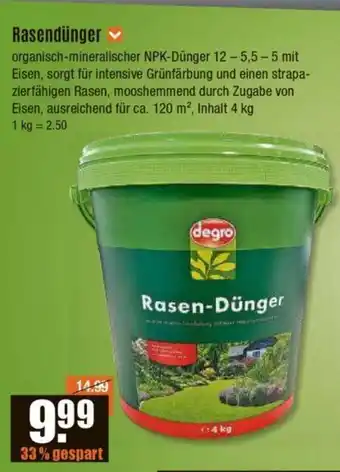 V Baumarkt degro Rasendünger 4kg Angebot