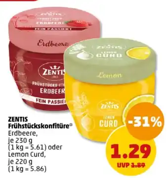 PENNY ZENTIS Frühstückskonfitüre 230 g oder oder Lemon Curd 220 g Angebot