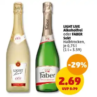 PENNY LIGHT LIVE Alkoholfrei oder FABER Sekt 0,75 l Angebot