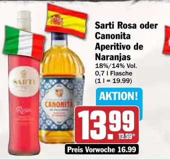 AEZ Sarti Rosa oder Canonita Aperitivo de Naranjas 0,7 l Flasche Angebot