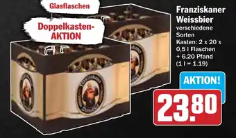 AEZ Franziskaner Weissbier Kasten: 2 x 20 x 0,5 l Flaschen Angebot