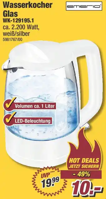 Poco Emerio Wasserkocher Glas WK-129195.1 Angebot