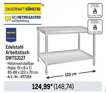 METRO METRO PROFESSIONAL Edelstahl Arbeitstisch GWTS3127 Angebot