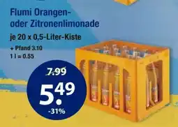 V Markt Flumi Orangen- oder Zitronenlimonade je 20 x 0,5-Liter-Kiste Angebot