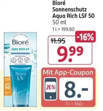 Rossmann Bioré Sonnenschutz Aqua Rich LSF 50 Angebot