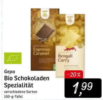 KONSUM Gepa Bio Schokoladen Spezialität 100g Angebot