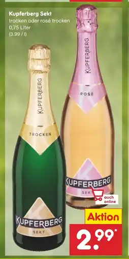Netto Marken-Discount Kupferberg Sekt trocken oder rosé trocken Angebot