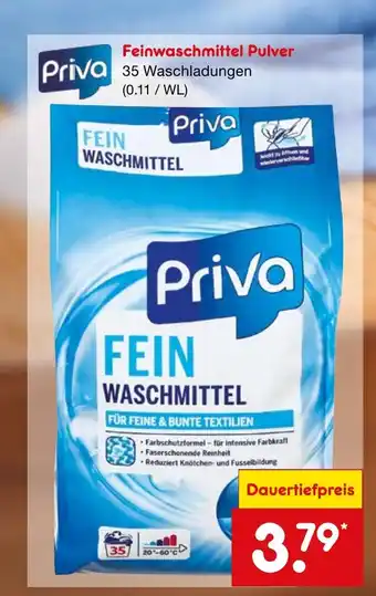 Netto Marken-Discount Priva Feinwaschmittel Pulver 35 Waschladungen Angebot