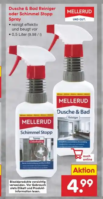 Netto Marken-Discount MELLERUD Dusche & Bad Reiniger oder Schimmel Stopp Spray Angebot