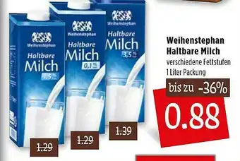 Kupsch Weihenstephan Haltbare Milch Angebot