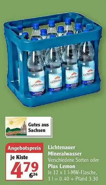 Globus Lichtenauer Mineralwasser Oder Plus Lemon Angebot